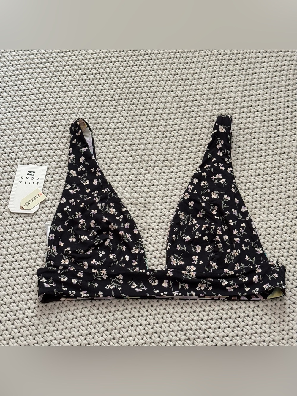 NWT Billabong Shadow Tropic Reversible Remi Plunge Bikini Top - Size XL